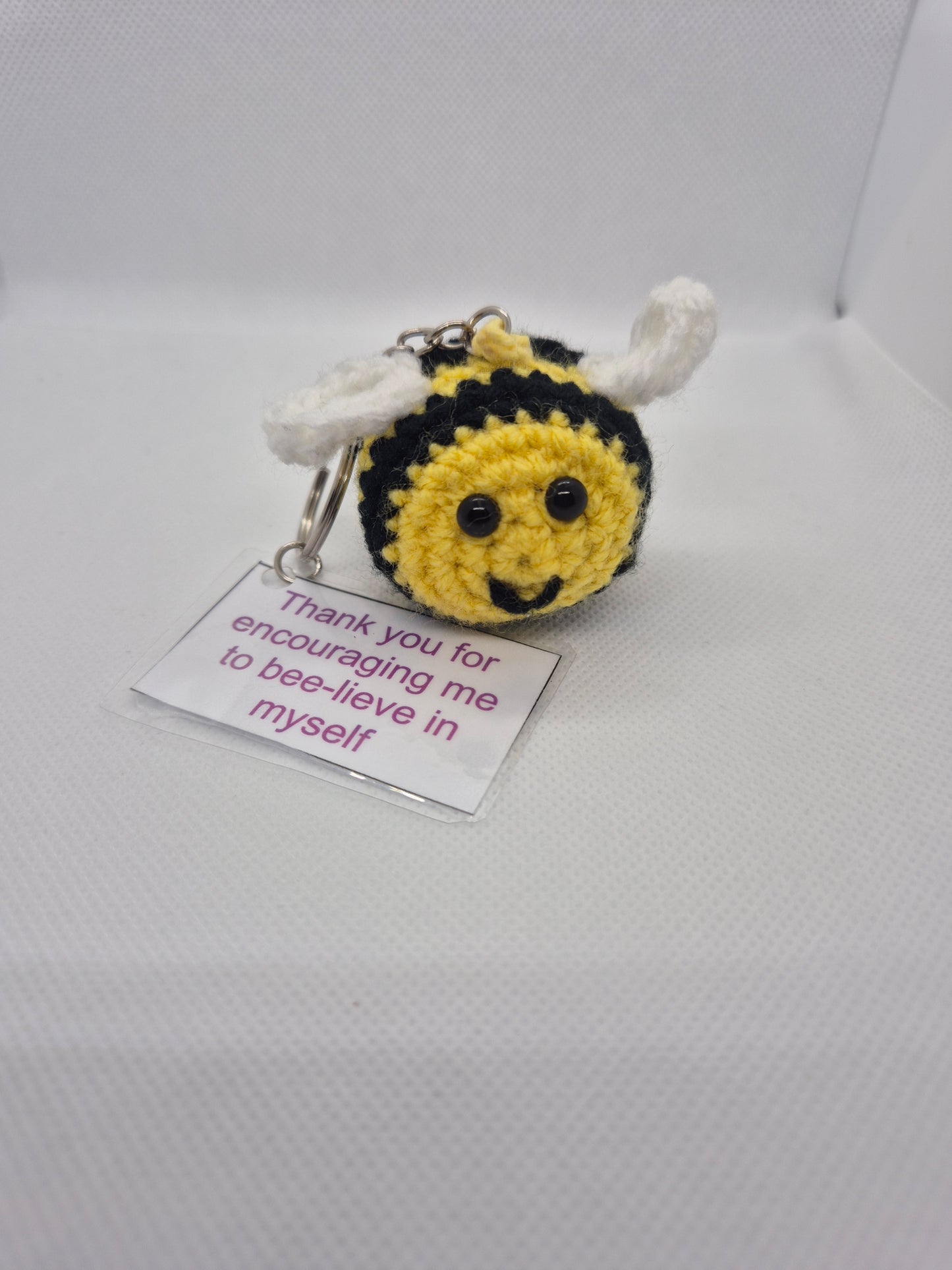Handmade 'Bee-lieve in myself' keyring