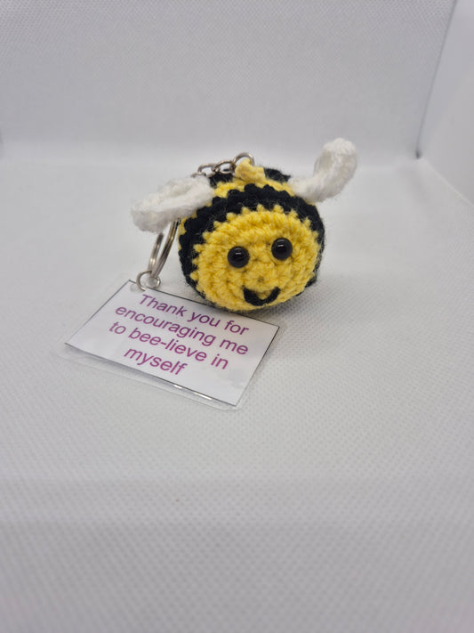 Handmade 'Bee-lieve in myself' keyring