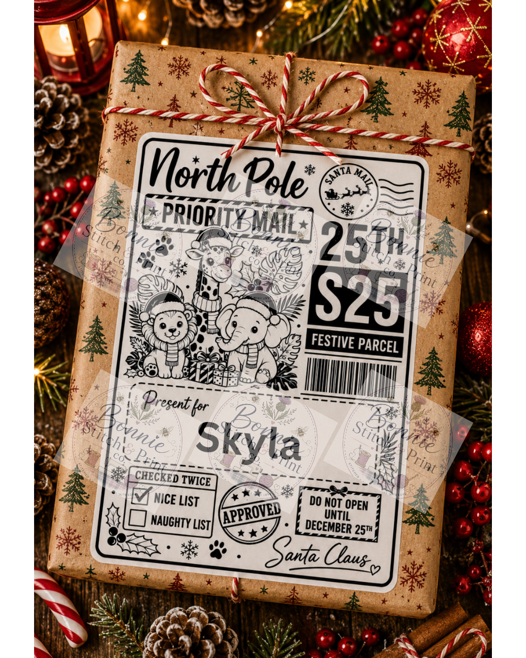Personalised Postage Labels for Christmas presents