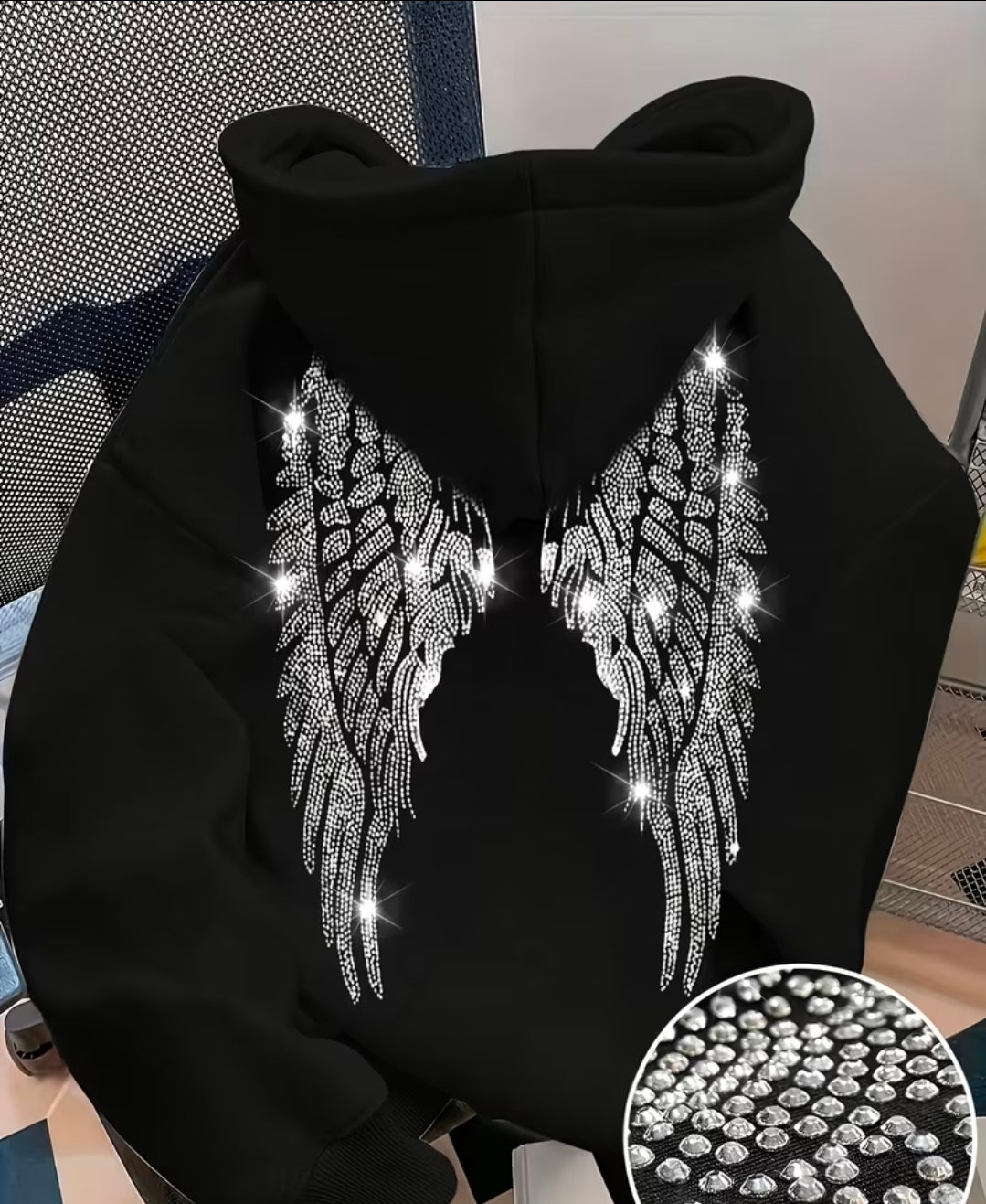 Rhinestone Winged Hoody