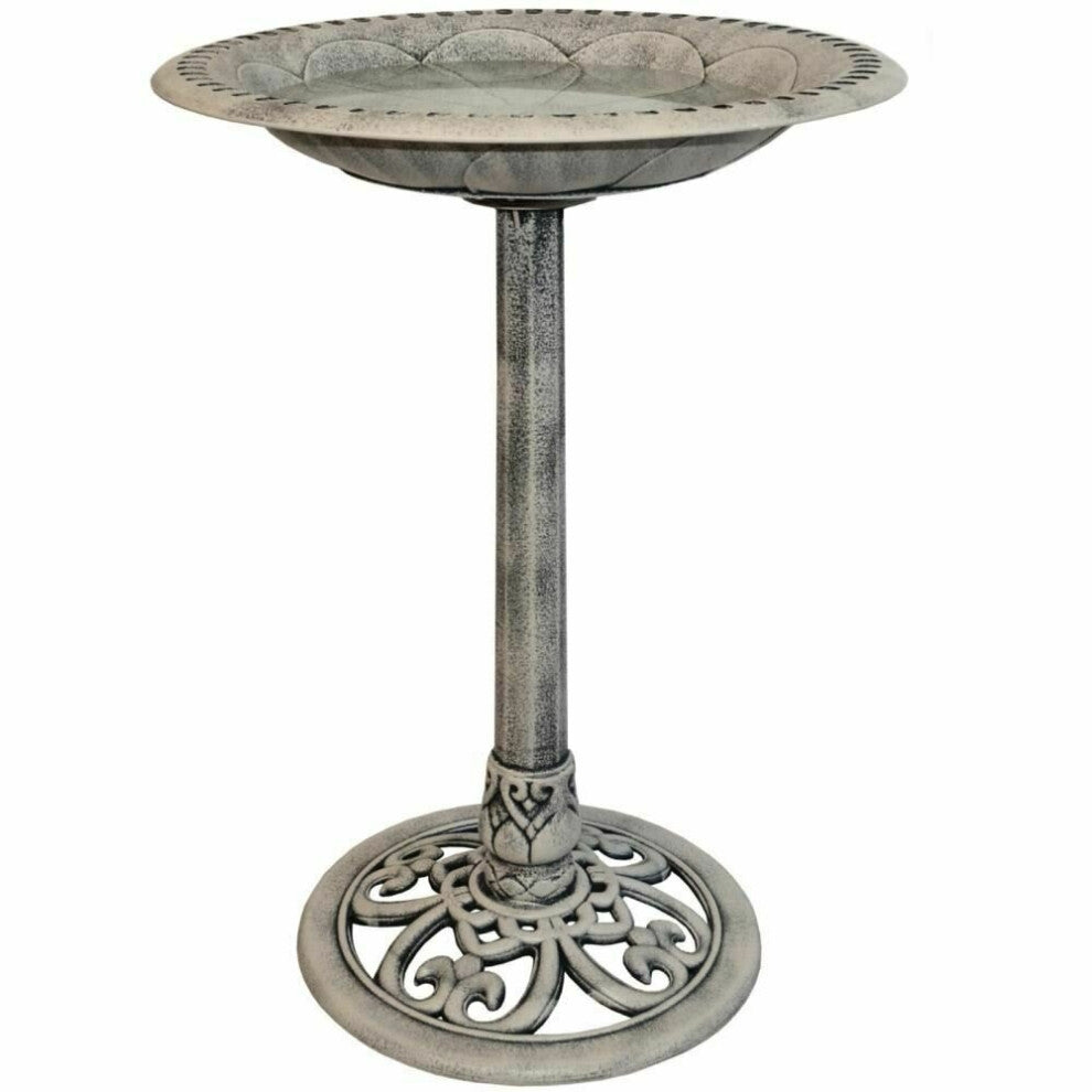 Stone-Effect Plastic Pedestal Bird Bath & Feeder