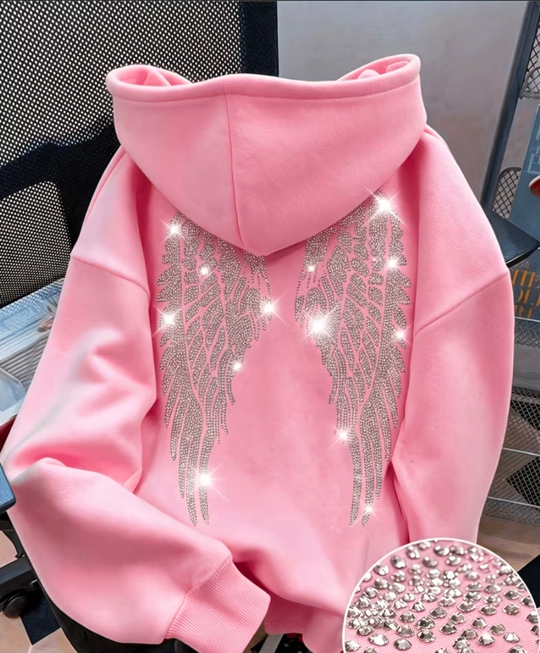 Rhinestone Winged Hoody