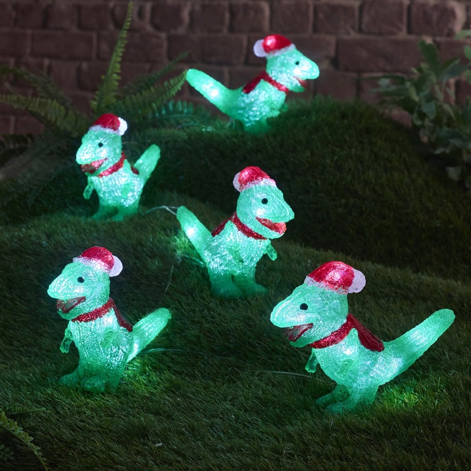 Set of 5 Dinosaur Christmas Lights