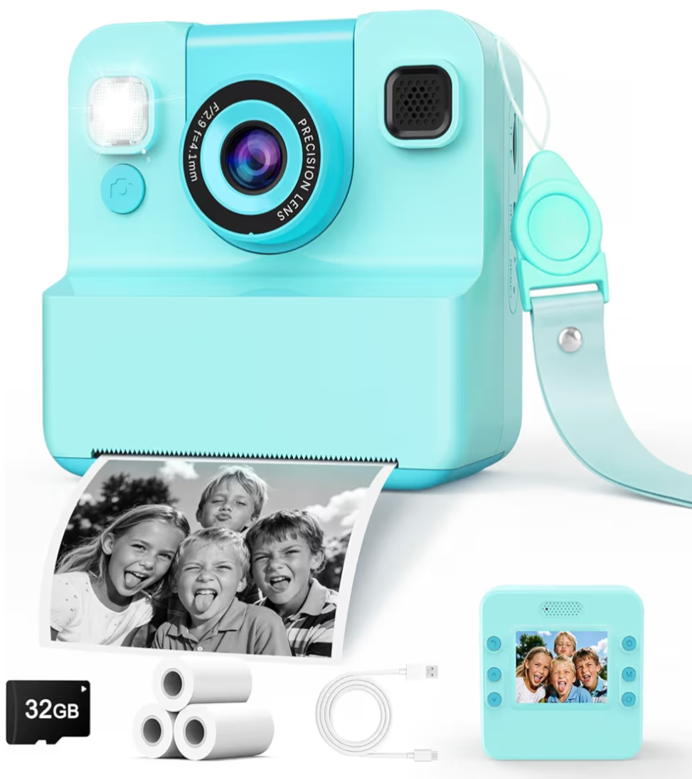 Kids Camera 2.4'' HD 1080P Video & 32GB SD Kids Camera Instant Print