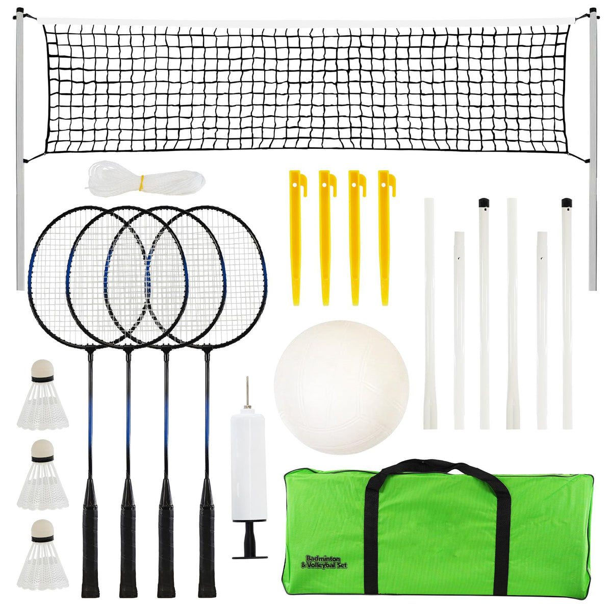 2-in-1 Complete Badminton and Volleyball Set