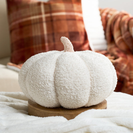Boucle Autumn Pumpkin Cushion - Cream