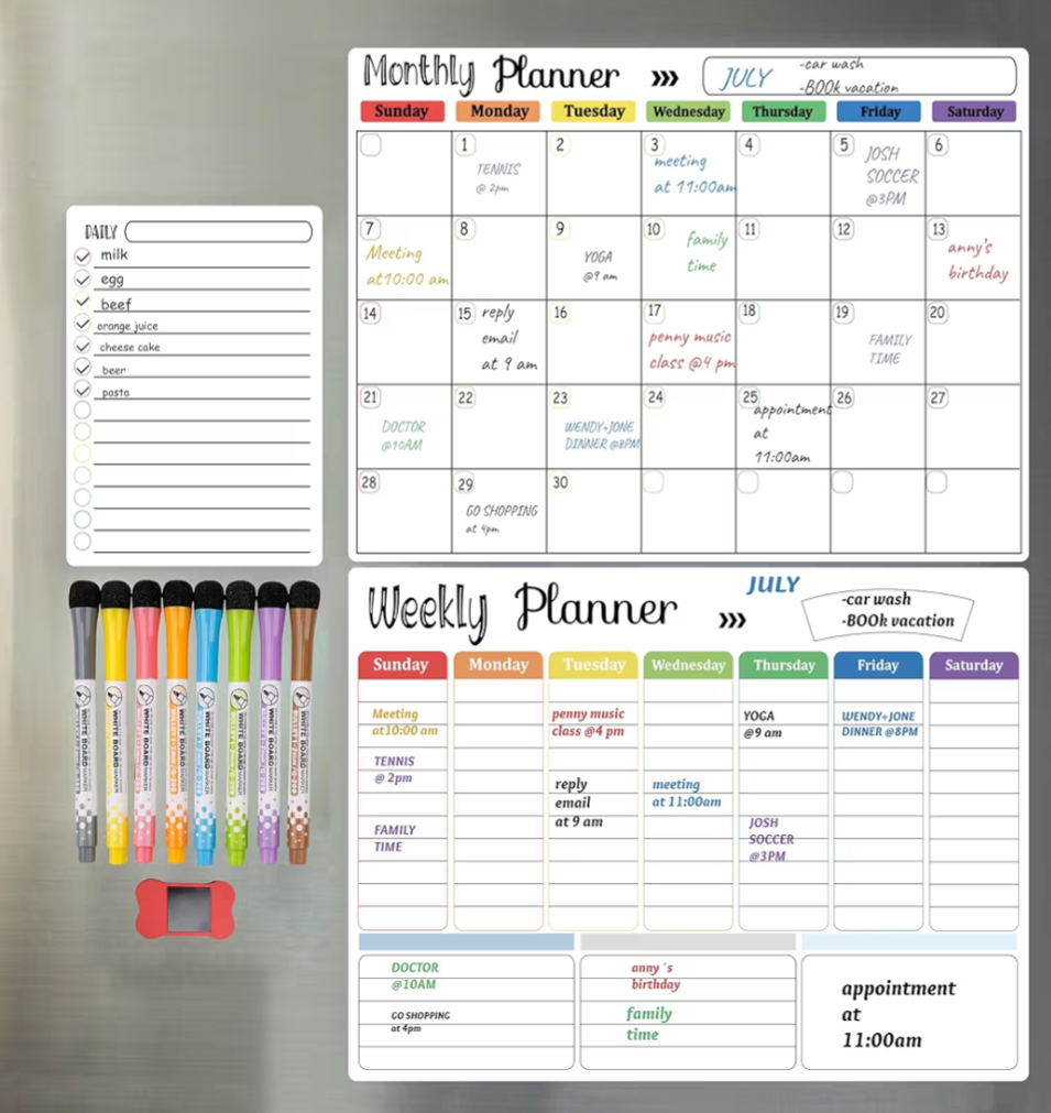 Monthly, Weekly, Daily Organisation Planner with pens