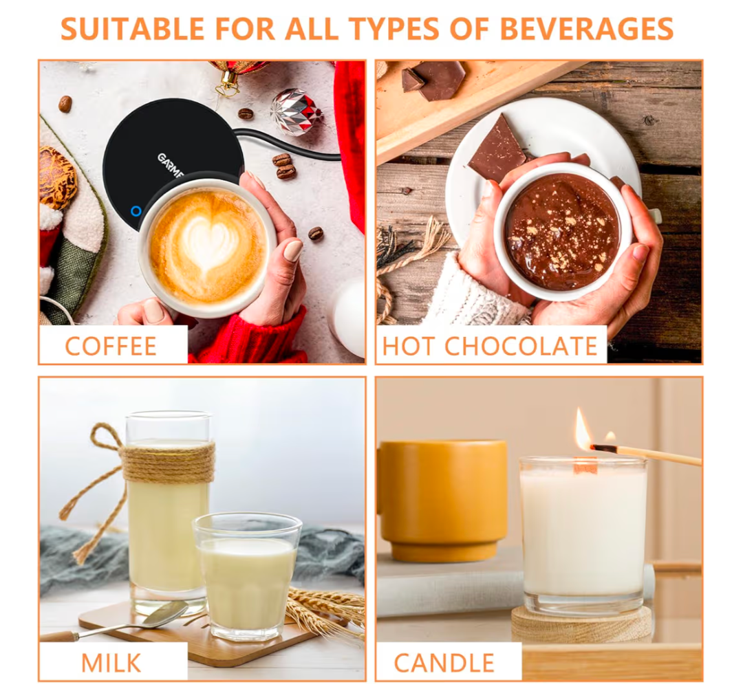 Cup Warmer with 2 Temperature Settings Smart Tea Warmer Portable Beverage Warmer