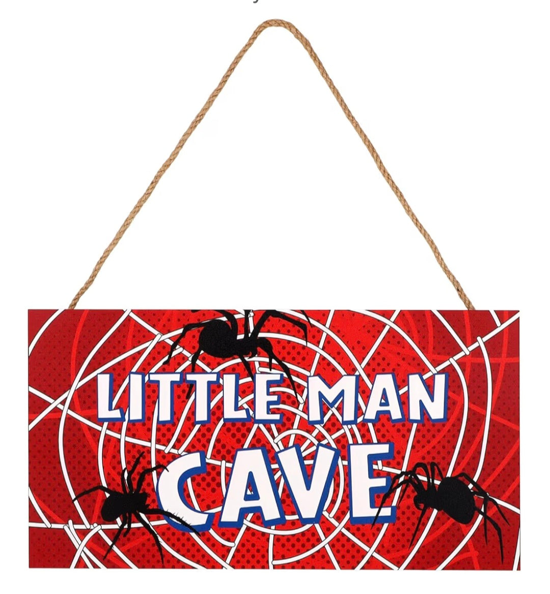 Spider Web Little Man Cave Sign