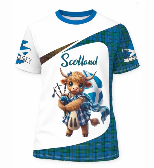 Scotland Highland Cow Bagpipes T-Shirt