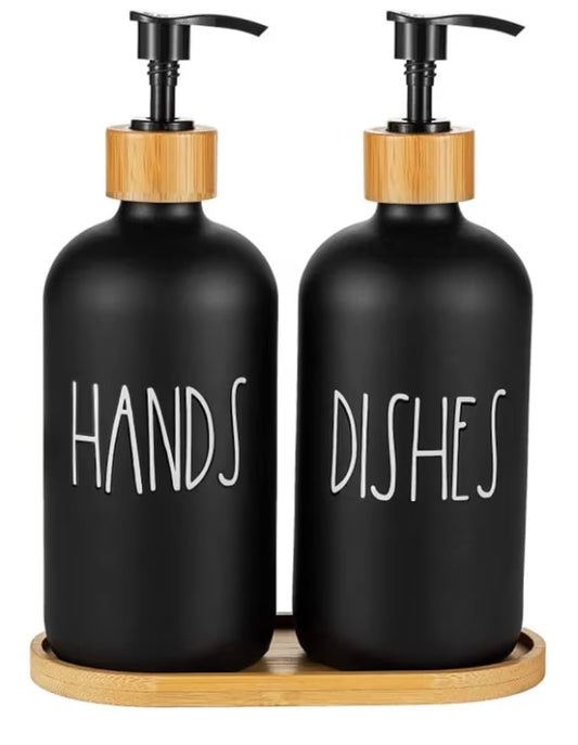 Soap Dispenser Set of 2 - hands and dishes