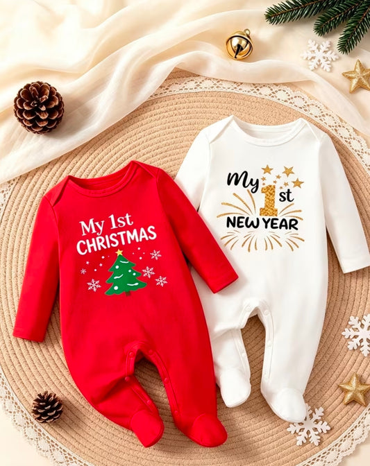 2pc 1st Christmas/New Year Sleepsuit