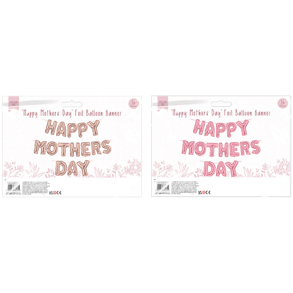 Happy Mothers Day Foil Balloon Banner - Assorted
