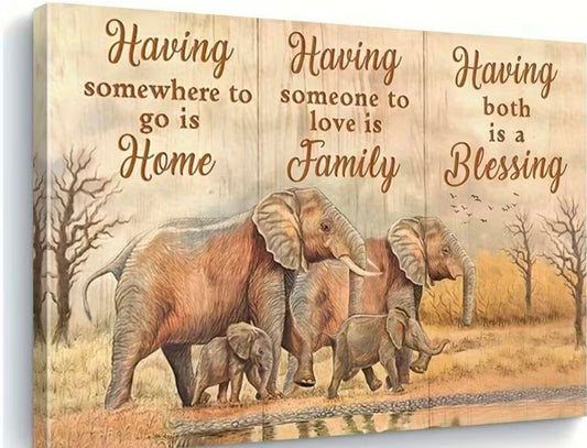 Elephant Family Love Canvas