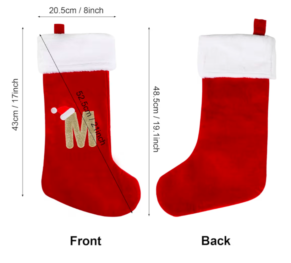 Christmas Stockings with Letters 20 Inch Plush Christmas Stockings