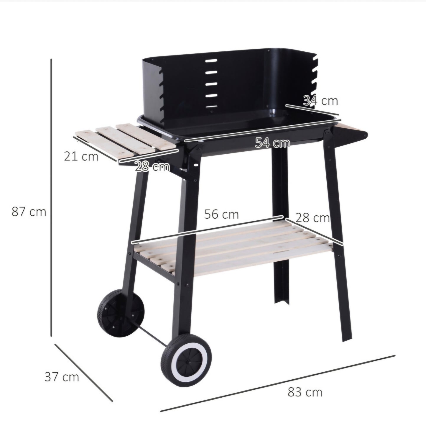 Charcoal BBQ Grill Trolley