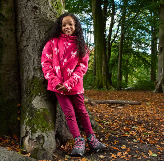 Kids Bow Print Half Zip Fleece