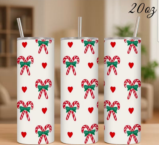 Candy Cane Heart Tumbler