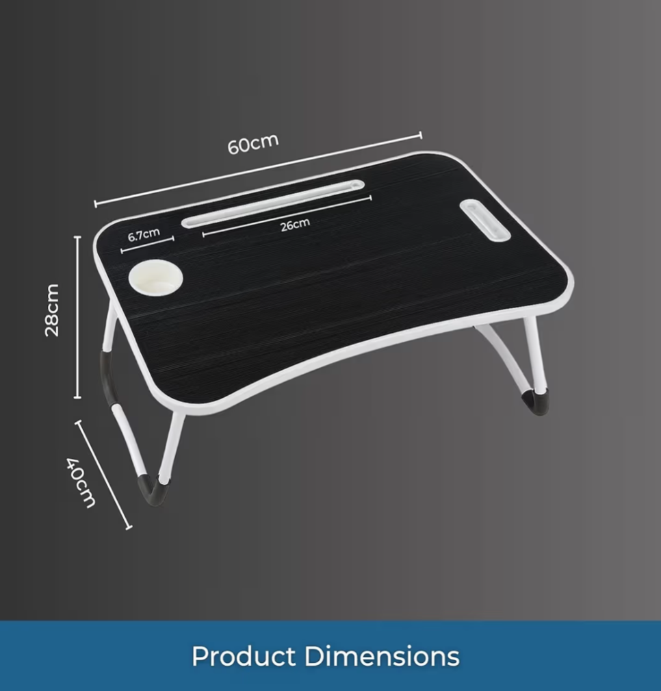 Laptop Bed Table Desk with Foldable Legs & Cup Slot