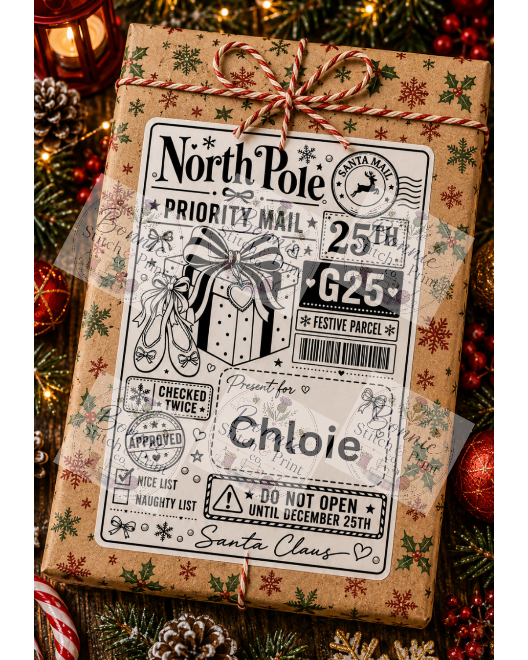 Personalised Postage Labels for Christmas presents