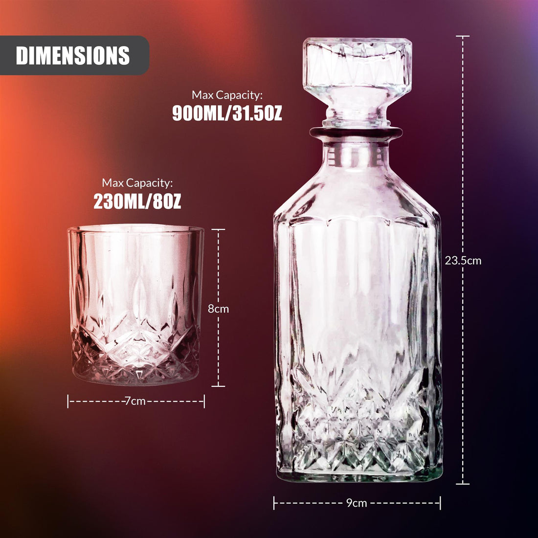 Whiskey Decanter Set - 5 Pieces