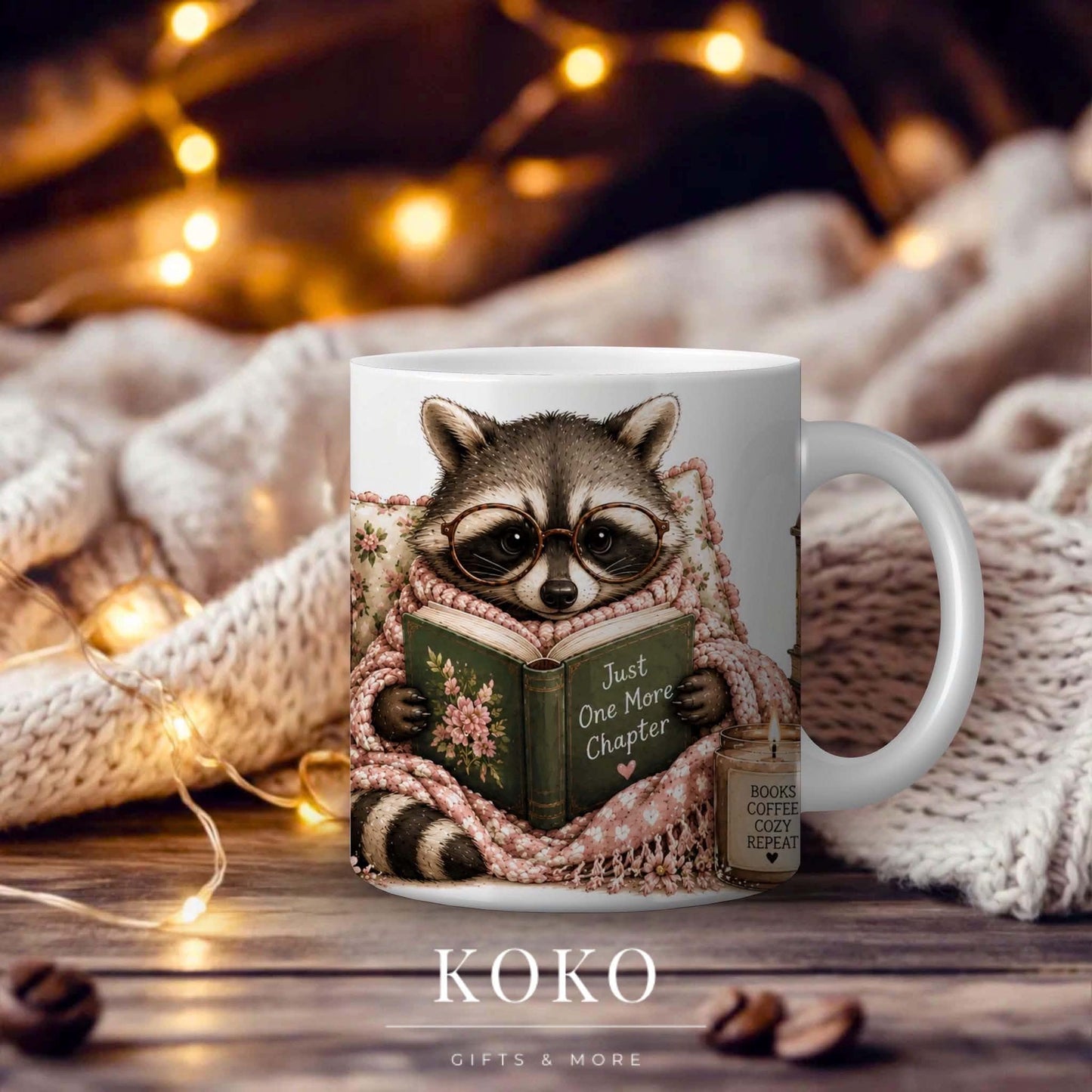Racoon Book Mug