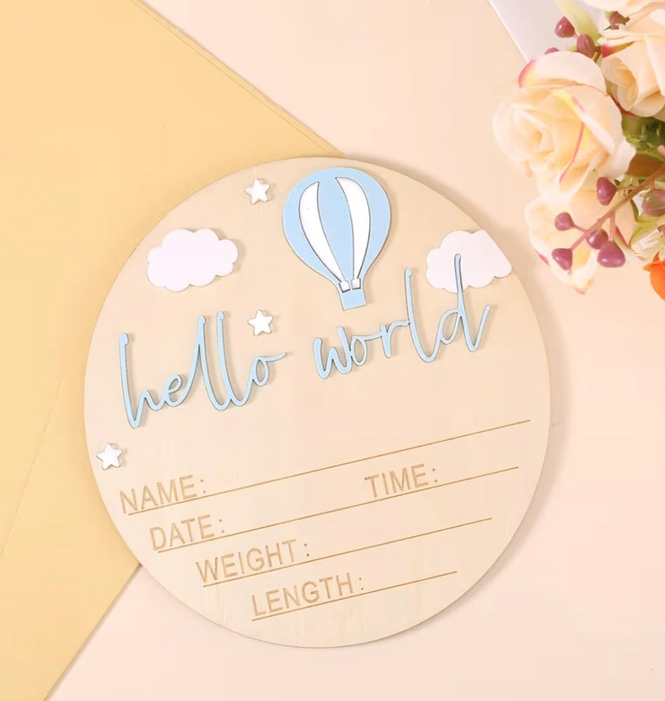 Wooden Baby Announcement Sign, 5.9 Inch