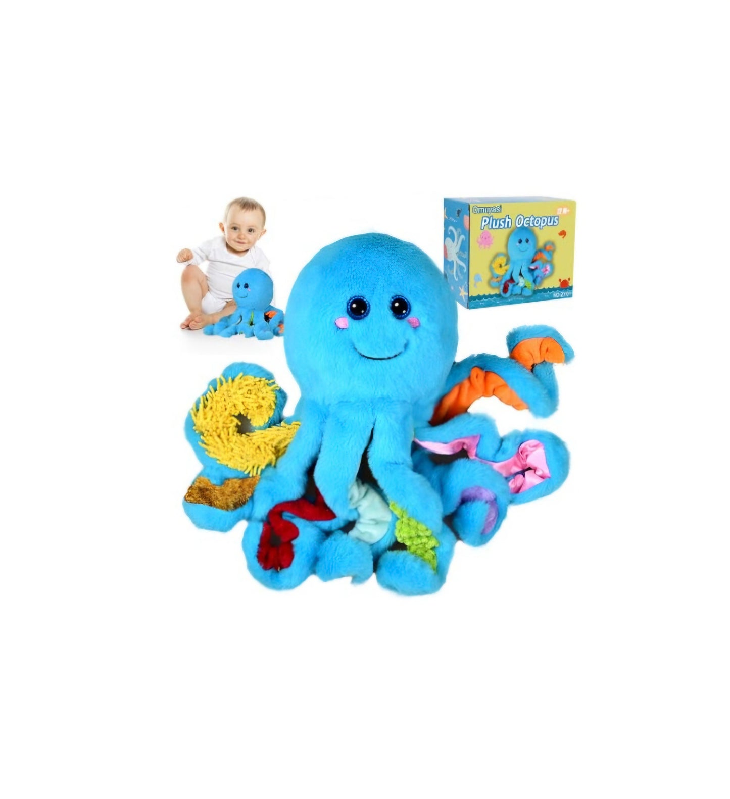 Plush Octopus with 8 Textured Tentacles