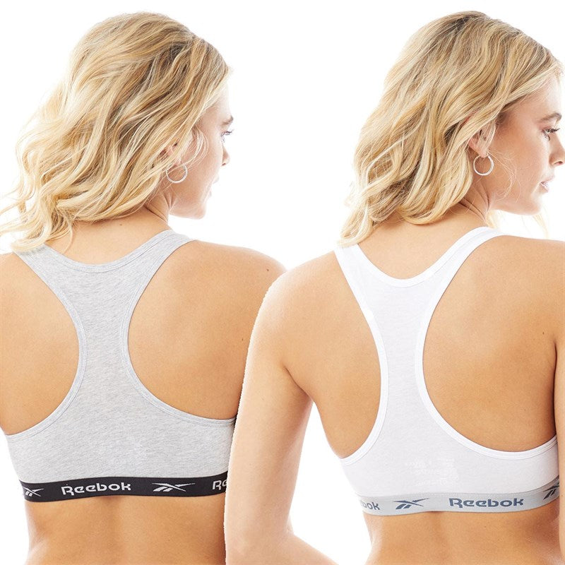 Womens Frankie Logo Two Pack Cotton Bralettes Grey/White