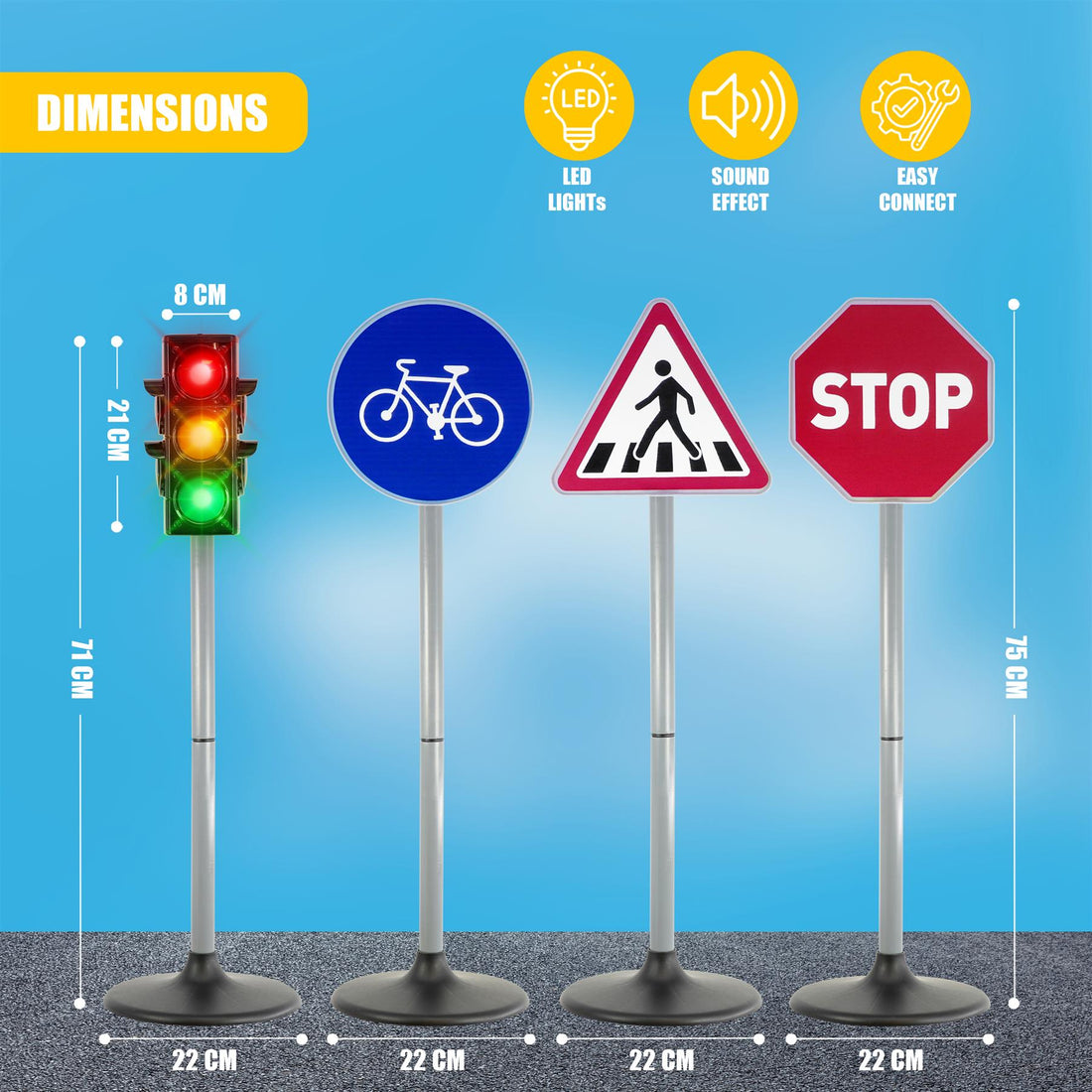 Kids Road Safety Traffic Lights and Road Signs