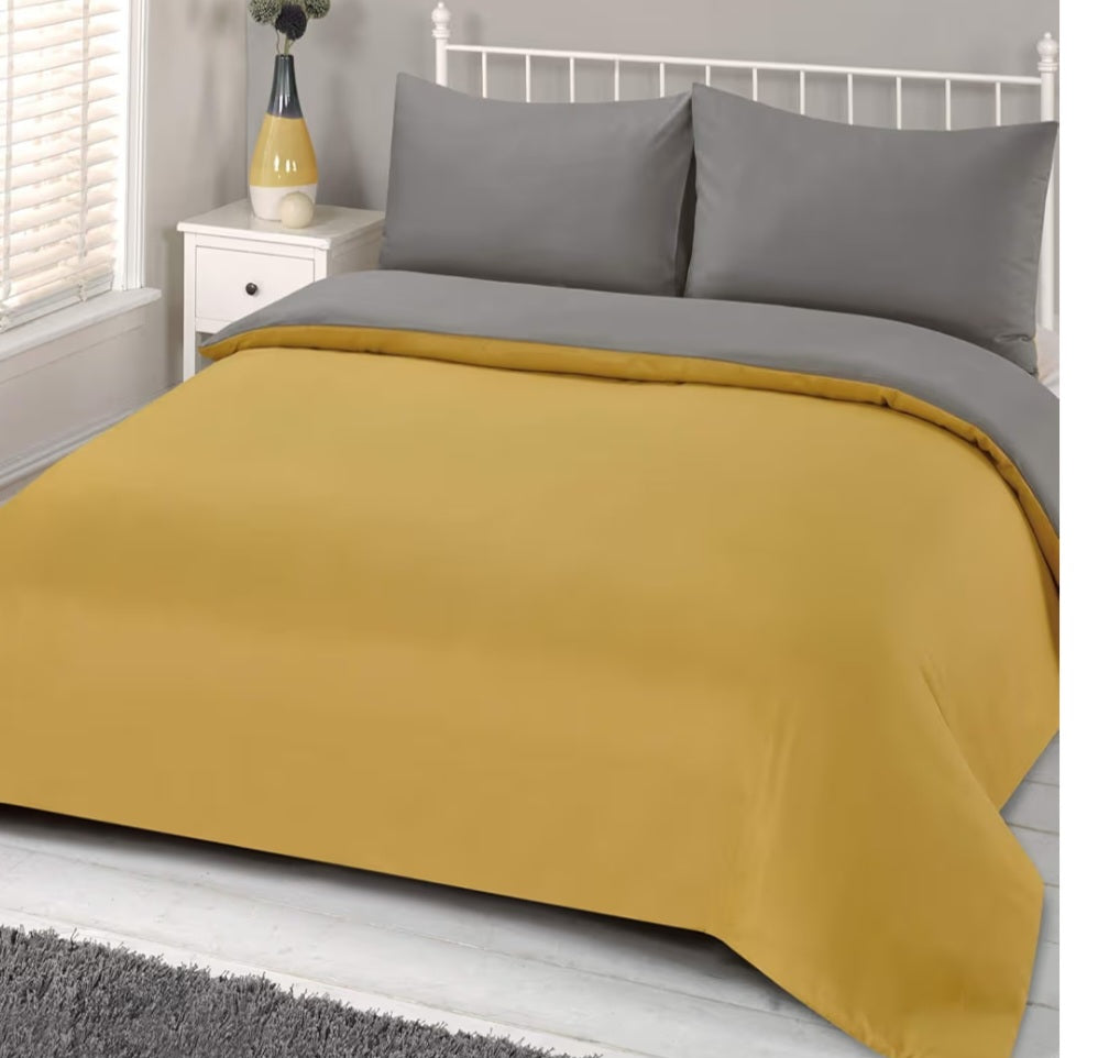 Mustard/Grey Double Duvet