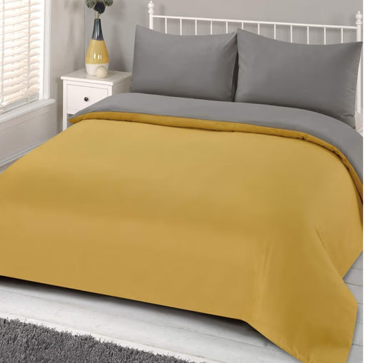 Mustard/Grey Double Duvet