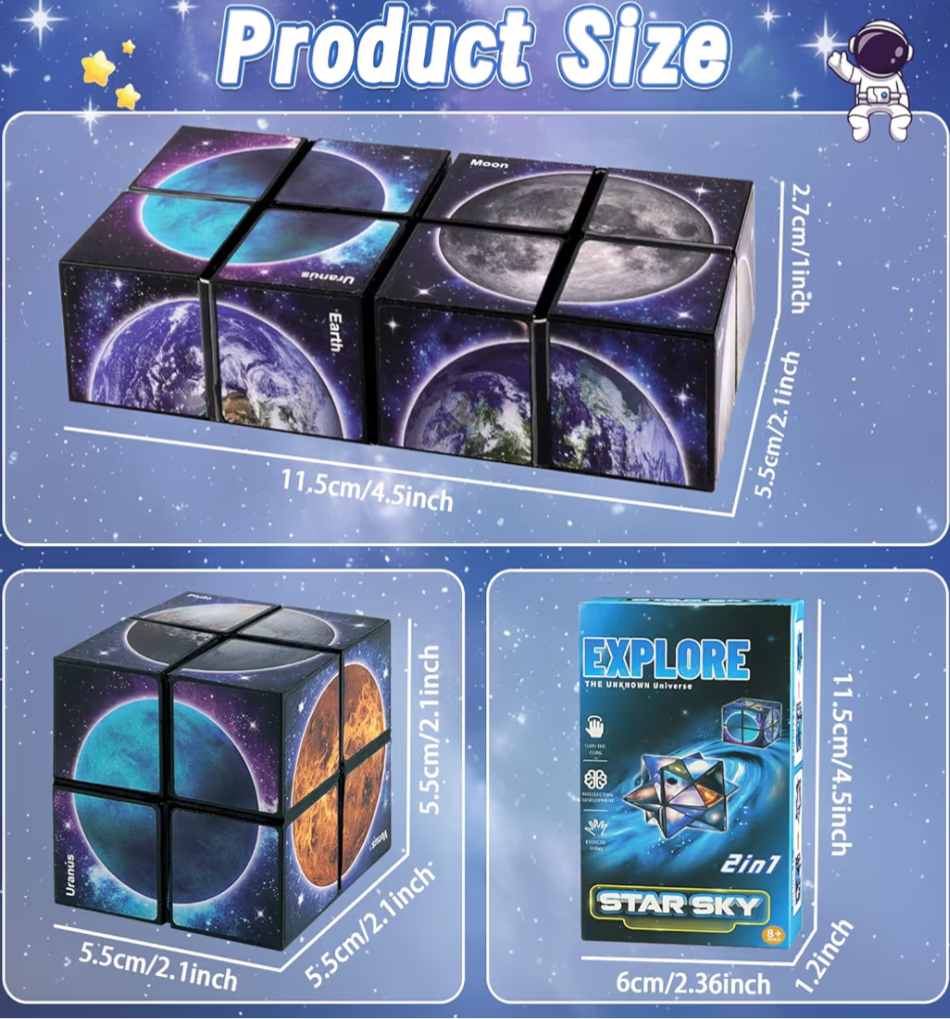 Infinity Cubes Toy - Space Solar System Fidget Puzzles
