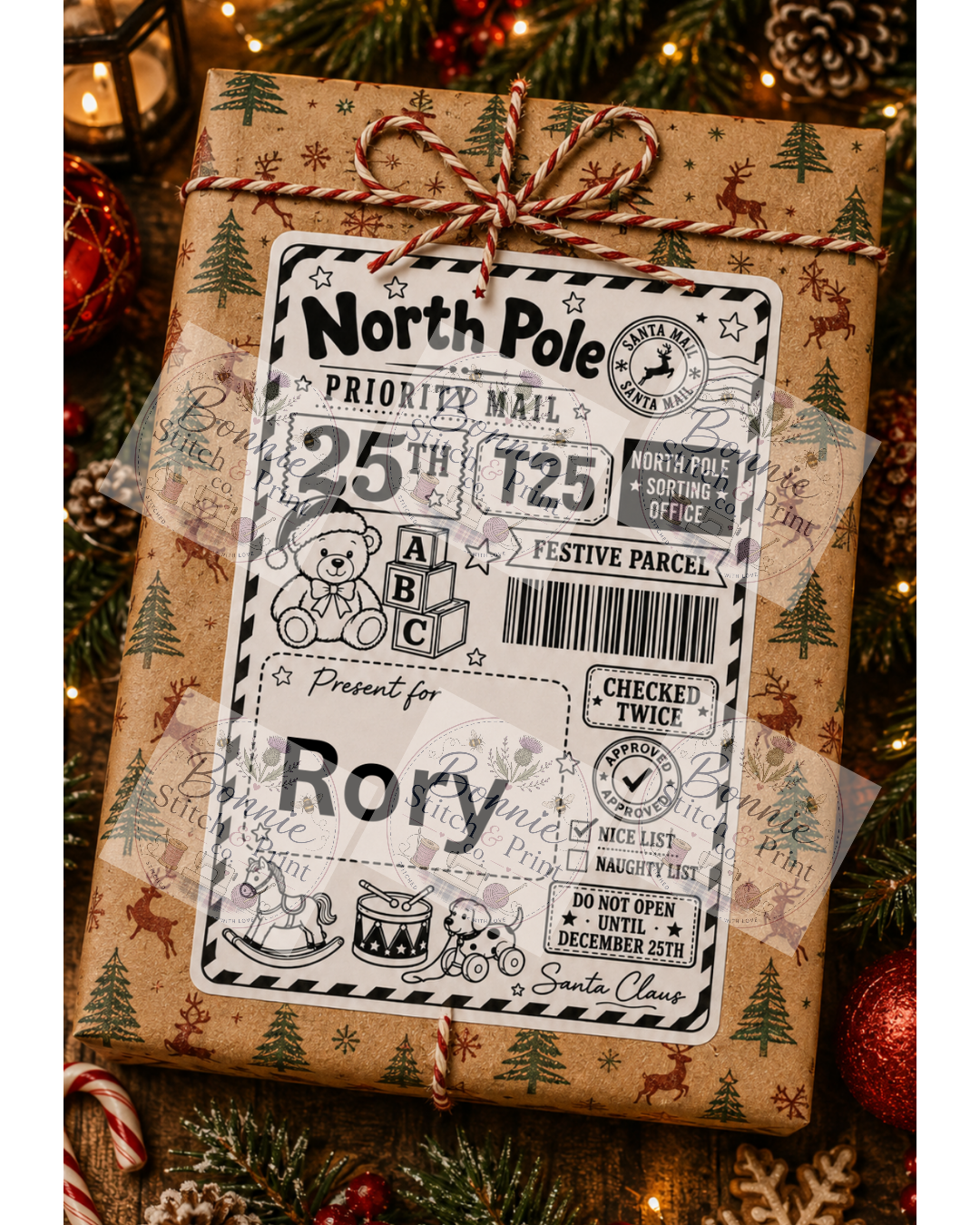Personalised Postage Labels for Christmas presents