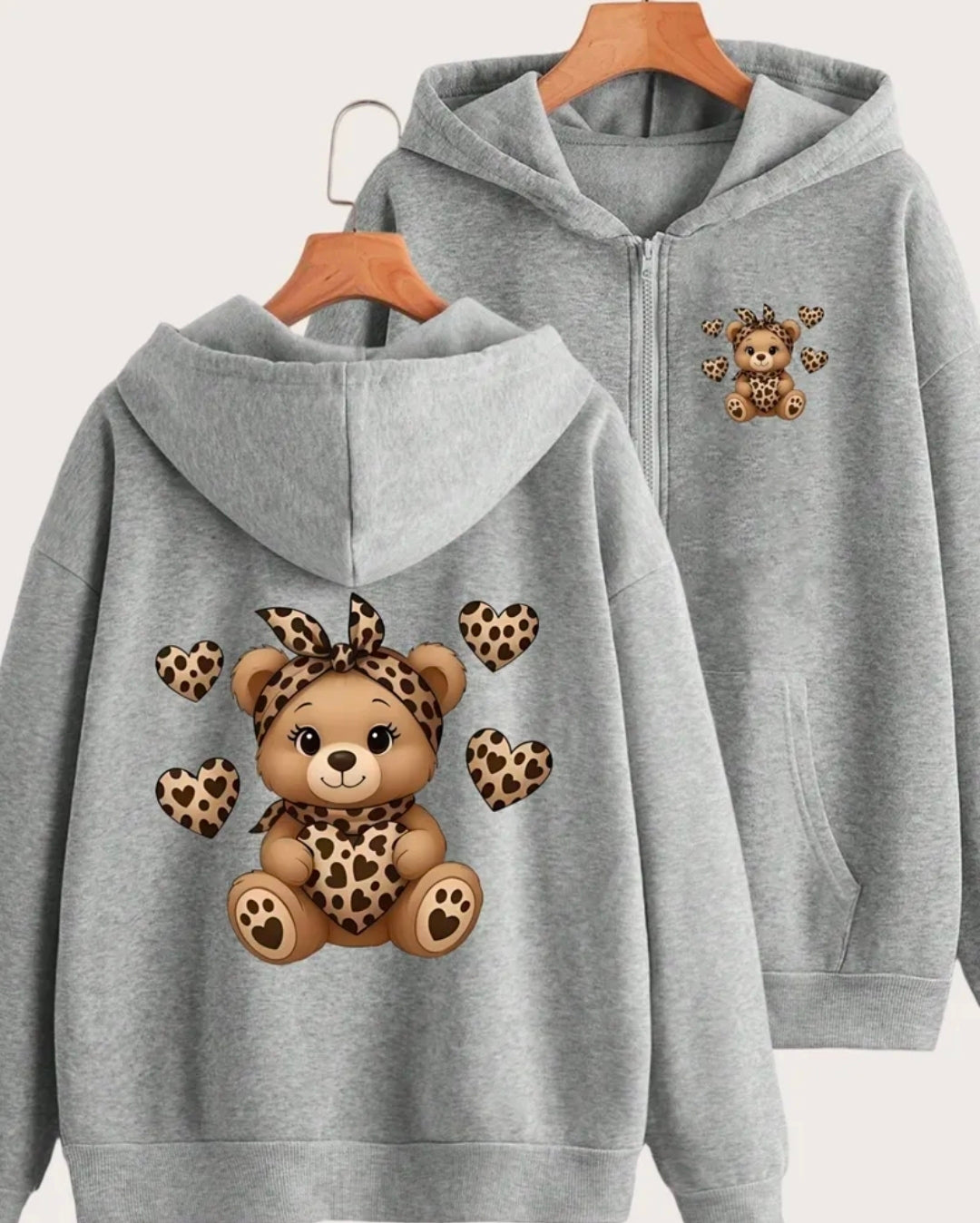 Leopard Print Teddy Hoody