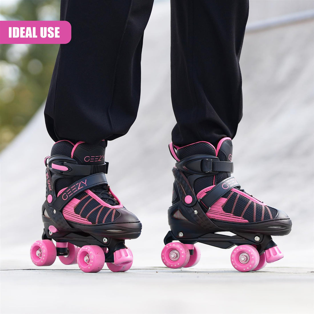 Pink & Black Adjustable Roller Skates