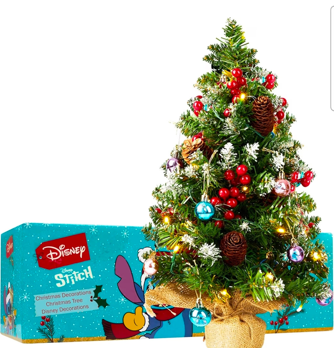 Desktop Christmas Tree With Lights And Baubles
