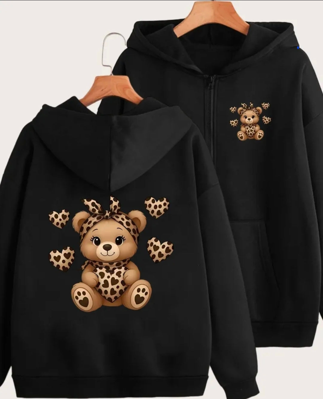 Leopard Print Teddy Hoody
