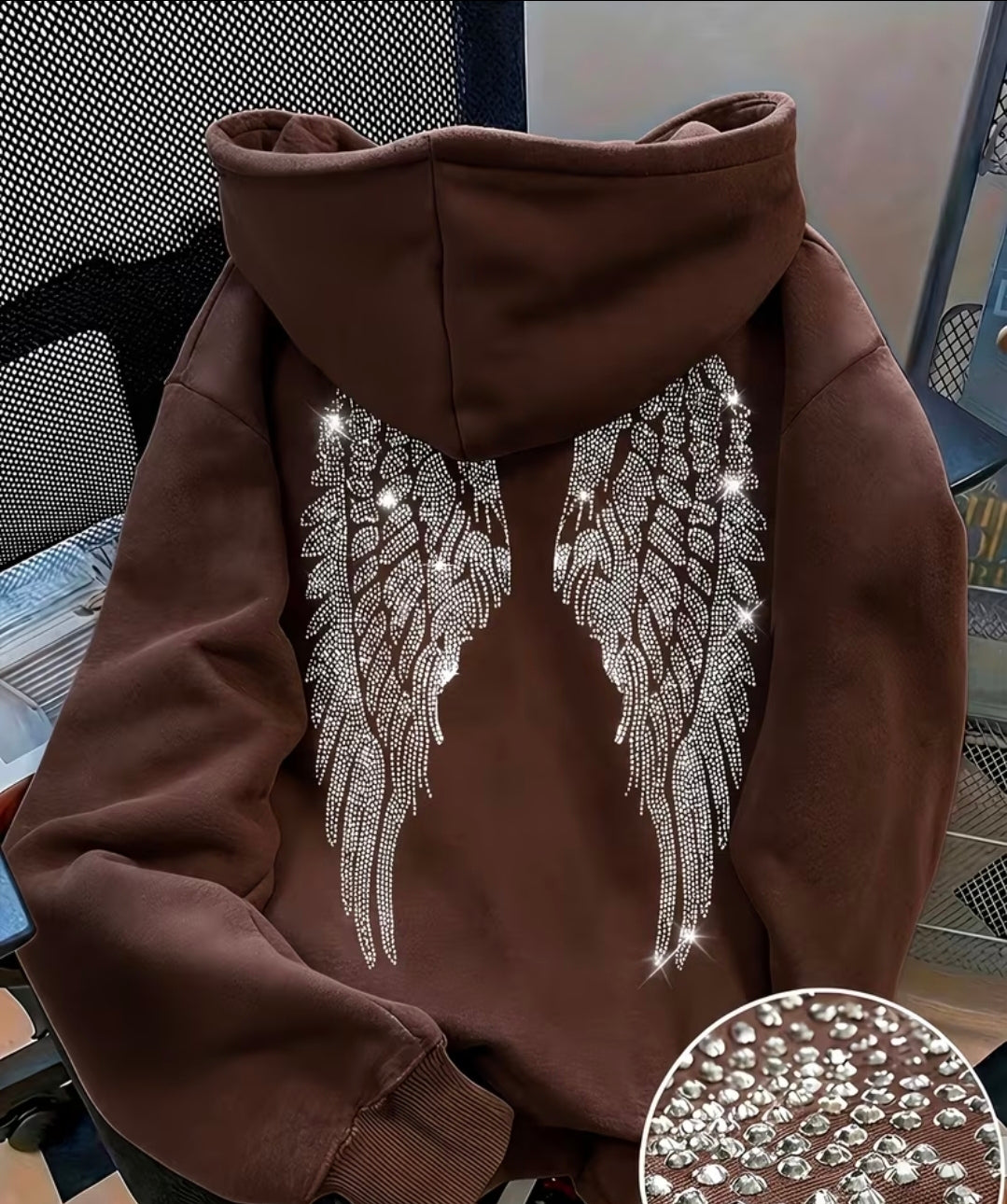 Rhinestone Winged Hoody
