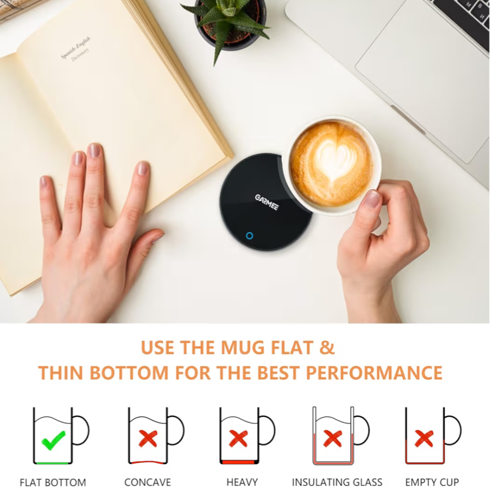 Cup Warmer with 2 Temperature Settings Smart Tea Warmer Portable Beverage Warmer