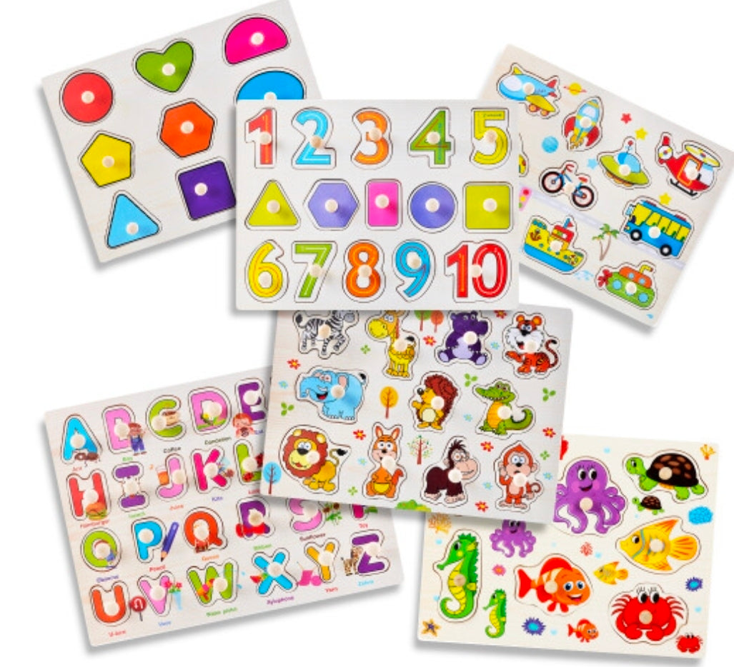 6 Pack Kids Wooden Learning Puzzle