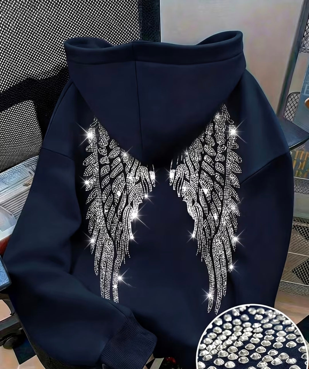 Rhinestone Winged Hoody