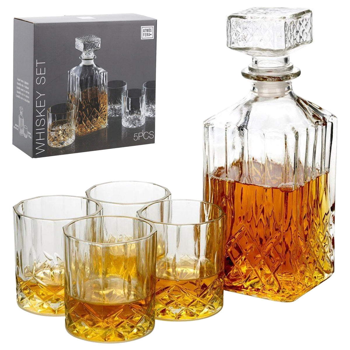 Whiskey Decanter Set - 5 Pieces