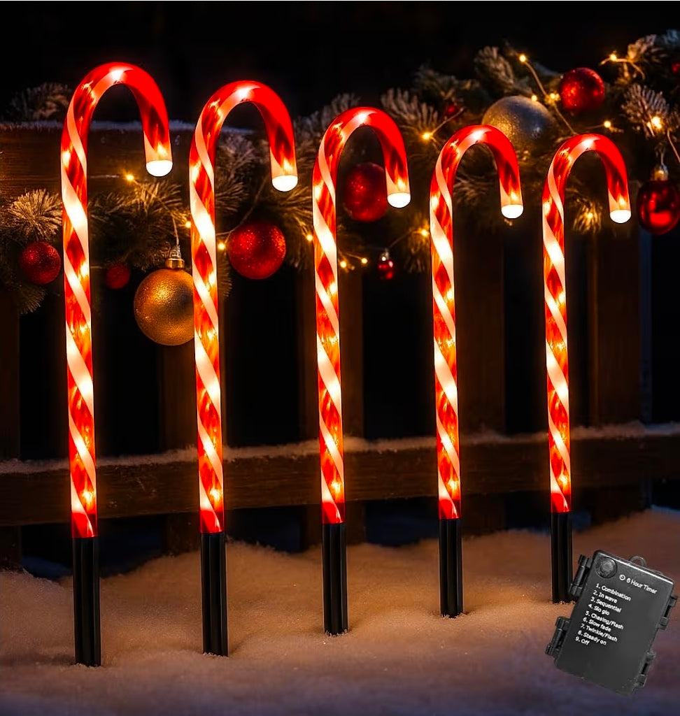 5Pk Candy Cane Lights