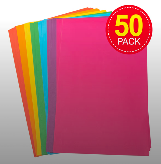 50 Pack A4 Coloured Card