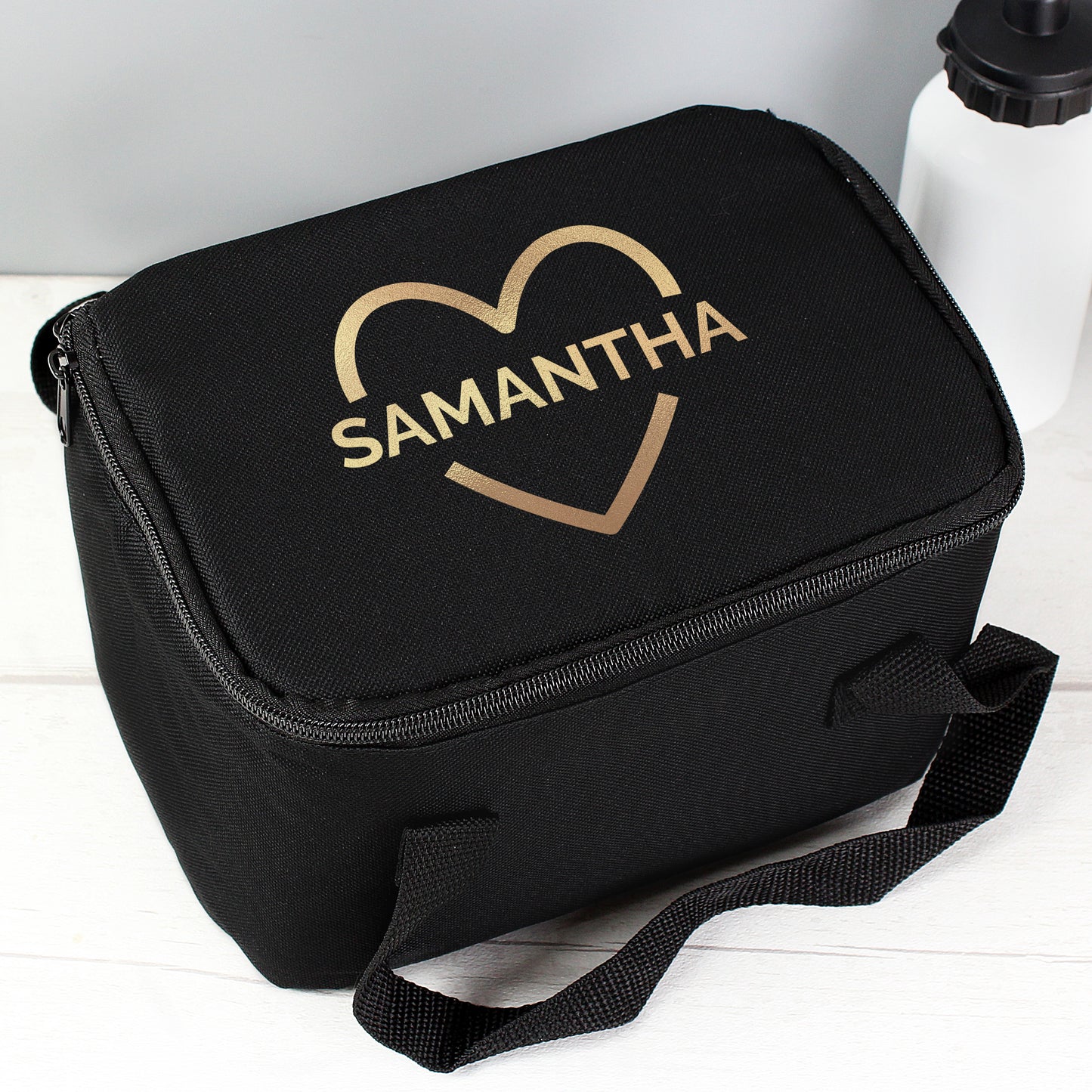 Personalised Gold Heart Lunch Bag