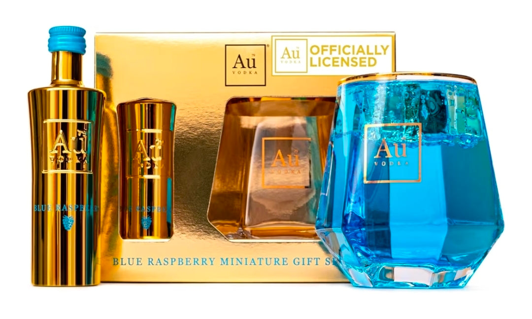 AU Blue Raspberry Vodka Gift Set With Glass