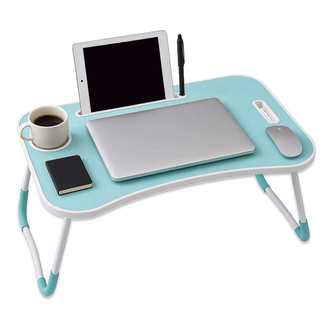 Laptop Bed Table Desk with Foldable Legs & Cup Slot