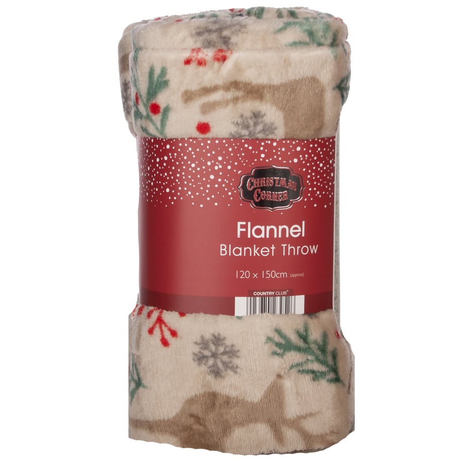 Luxury Reindeer Flannel Festive Throw 120 x 150cm
