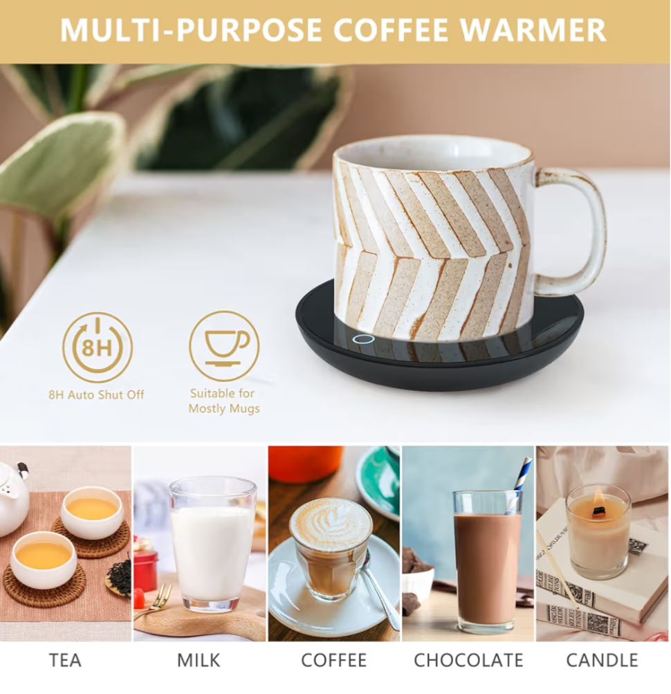 Cup Warmer with 2 Temperature Settings Smart Tea Warmer Portable Beverage Warmer